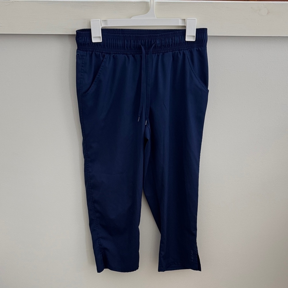 HEAD Women’s Athletic Capri Pants Blue Drawstring Jogger Workout Pants Slacks M